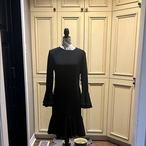 Elegant Black Flare Sleeve Dress